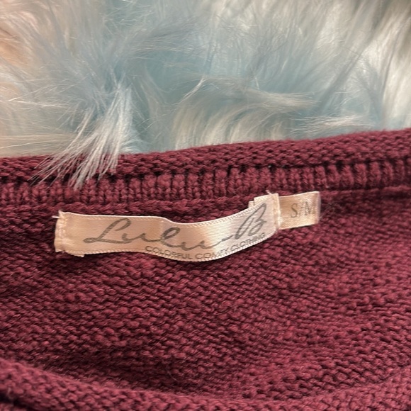 Lulu-B Maroon Knit Quarter Sleeve Sweater sz S/M - Picture 8 of 10